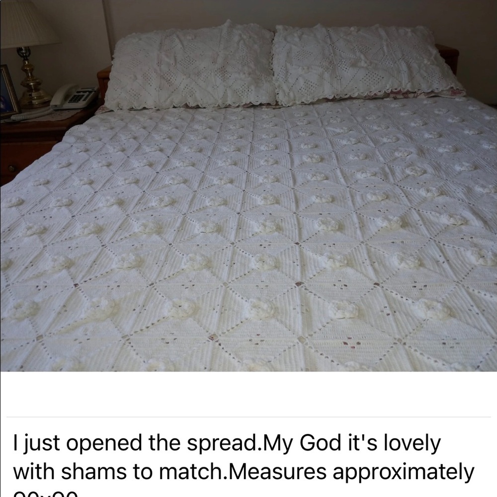Vintage handmade crochet bed spread